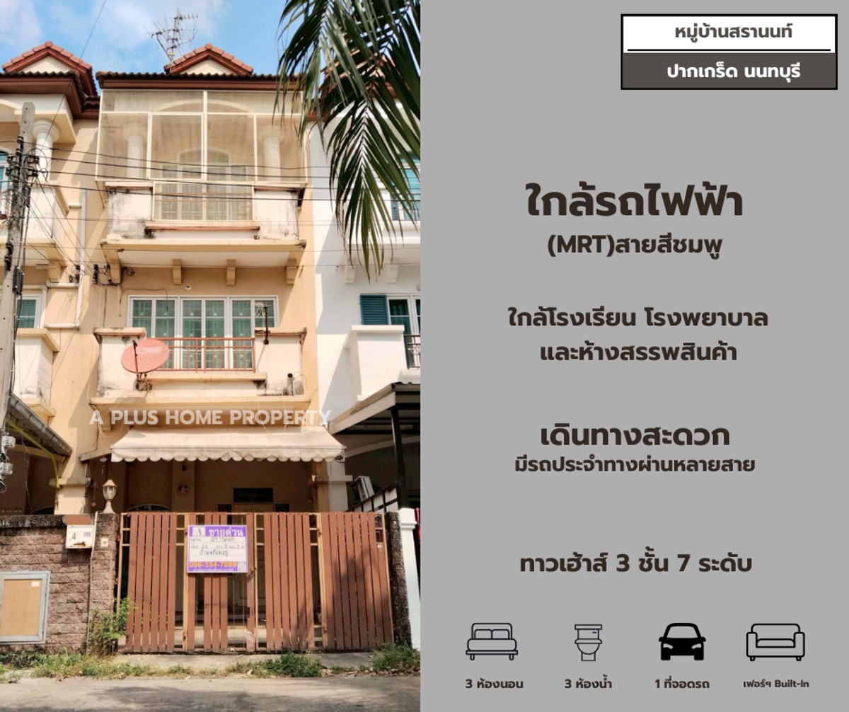 For SaleTownhomeChaengwatana, Muangthong : #Saranon Village #Pak Kret (no one in front of the house)