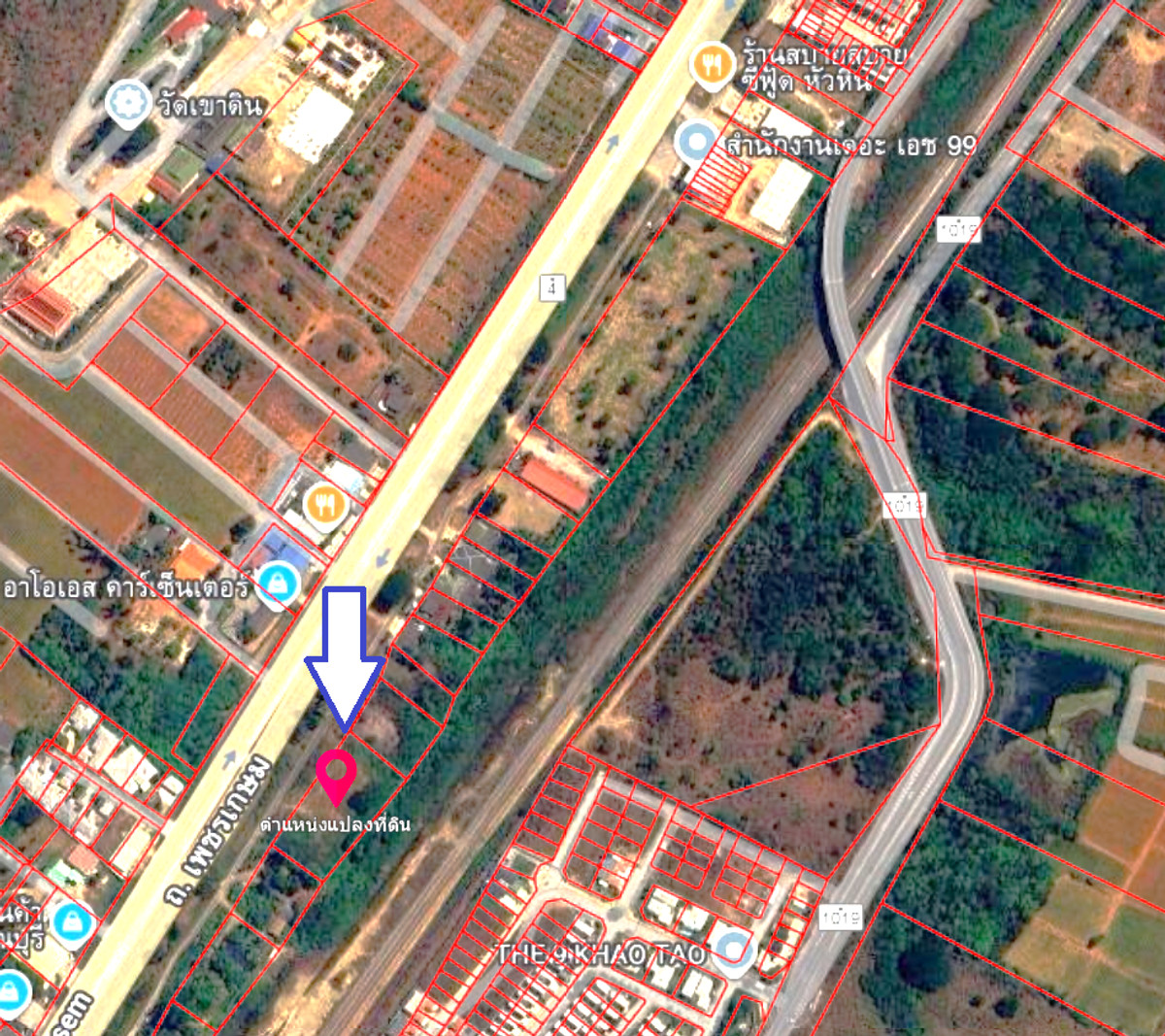 ขายที่ดินหัวหิน ประจวบคีรีขันธ์ : ที่ดินติดถนนเพชรเกษม แยกเขาเต่า-หนองหอย