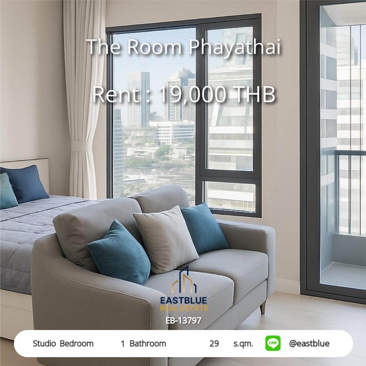 For RentCondoRatchathewi,Phayathai : Studio condo in the heart of Phaya Thai, 29 sq.m., fully equipped with amenities!
Rent for only 19,000 baht/month, near BTS/MRT, convenient transportation!