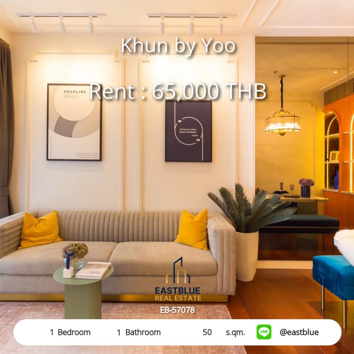 For RentCondoSukhumvit, Asoke, Thonglor : Rent a luxurious condo Khun by Yoo Thonglor 1 bedroom 50 sq.m. near BTS!
Price only 65,000 baht/month with complete amenities!