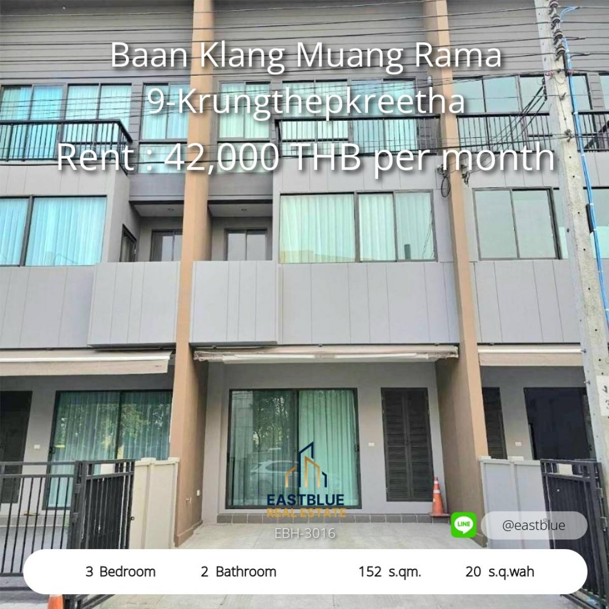 For RentTownhomeMin Buri, Romklao : Single house, 3 bedrooms, near Ramkhamhaeng, free large space. Ready to rent or buy today. 
Quality life in a prime location Krungthep Kreetha area, starting at 45,000 baht/month