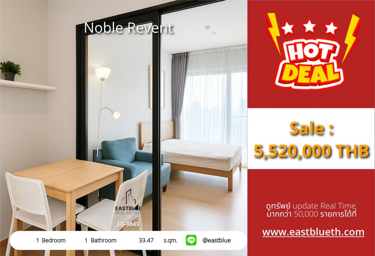ขายคอนโดราชเทวี พญาไท : 28/01/2026, รวมค่าโอนCondo Noble Revent 1 ห้องนอน ใกล้ BTS พญาไท 
ขาย 5.52 ล้าน / เช่า 20,000 บาท พร้อมสิ่งอำนวยความสะดวกครบครัน!
