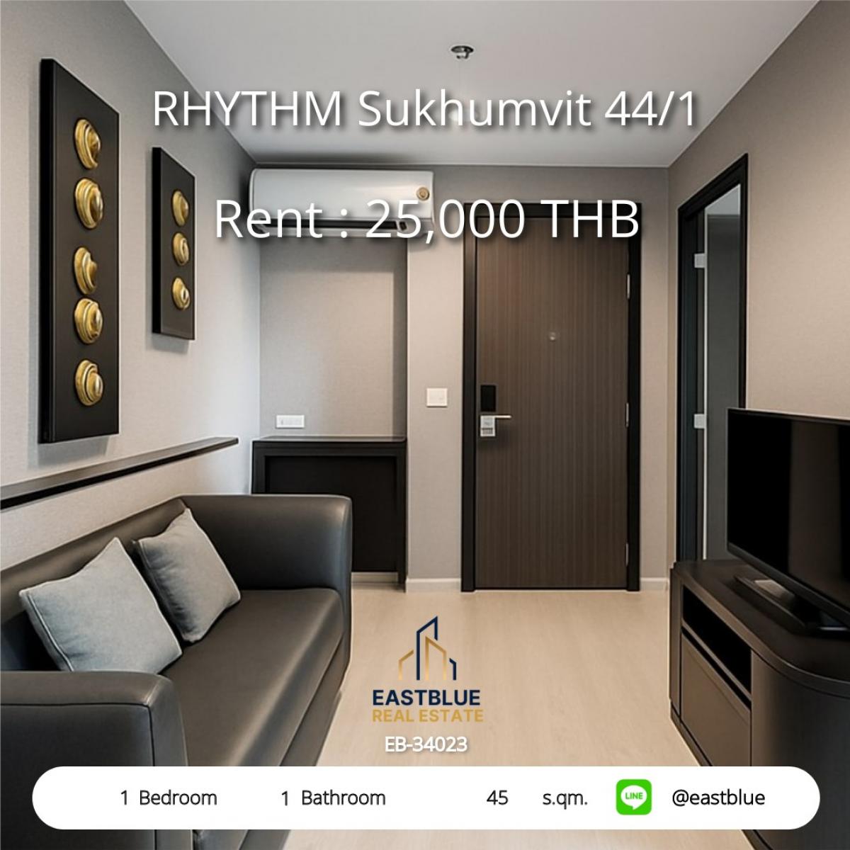 For RentCondoOnnut, Udomsuk : Rent a condo at RHYTHM Sukhumvit 44/1 near BTS Phra Khanong
1 bedroom, 45 sq.m. for only 25,000 THB/month with a beautiful view of the infinity pool!