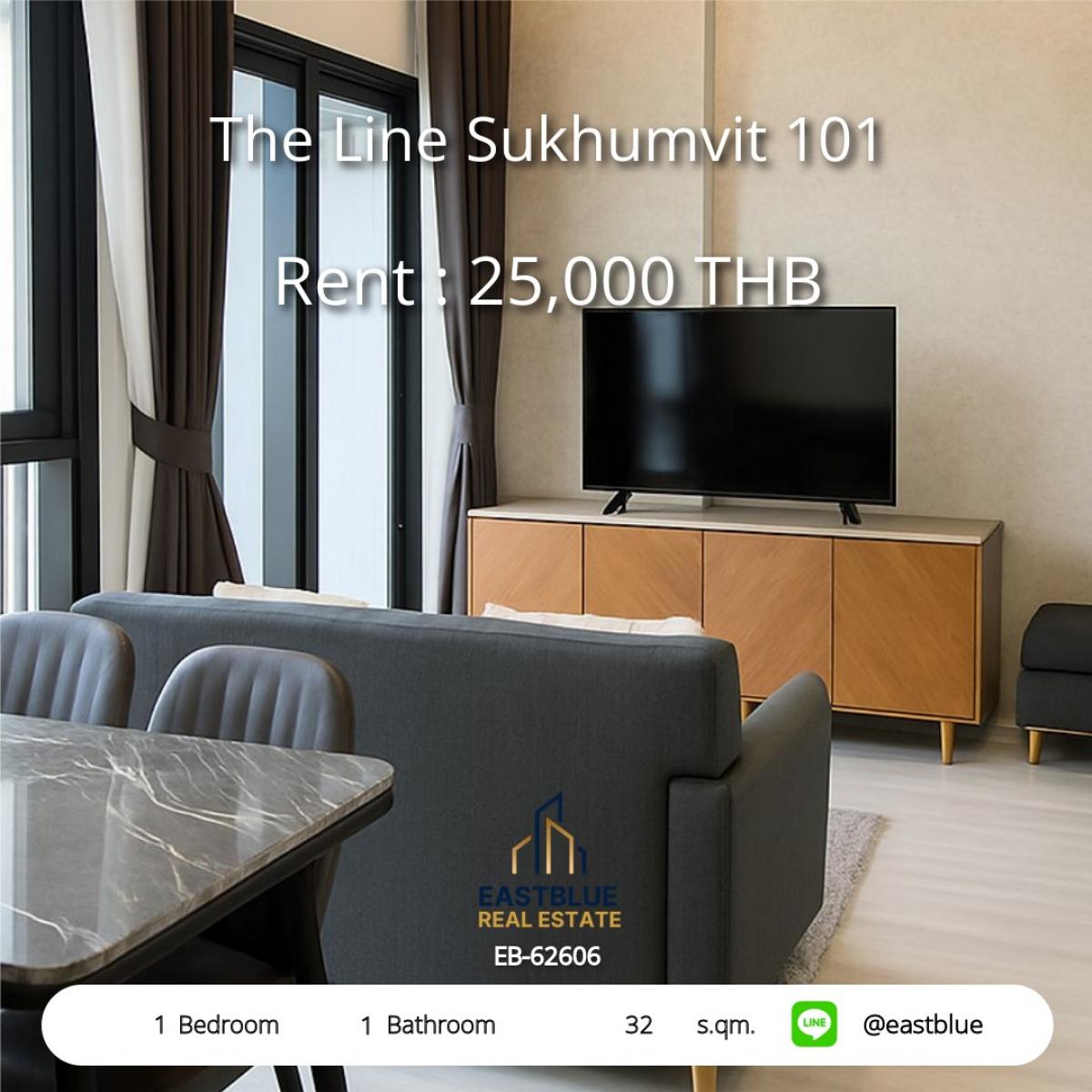 For RentCondoOnnut, Udomsuk : Rent a condo at The Line Sukhumvit 101 for only 25,000 Baht/month.
Close to BTS Punnawithi with complete facilities!