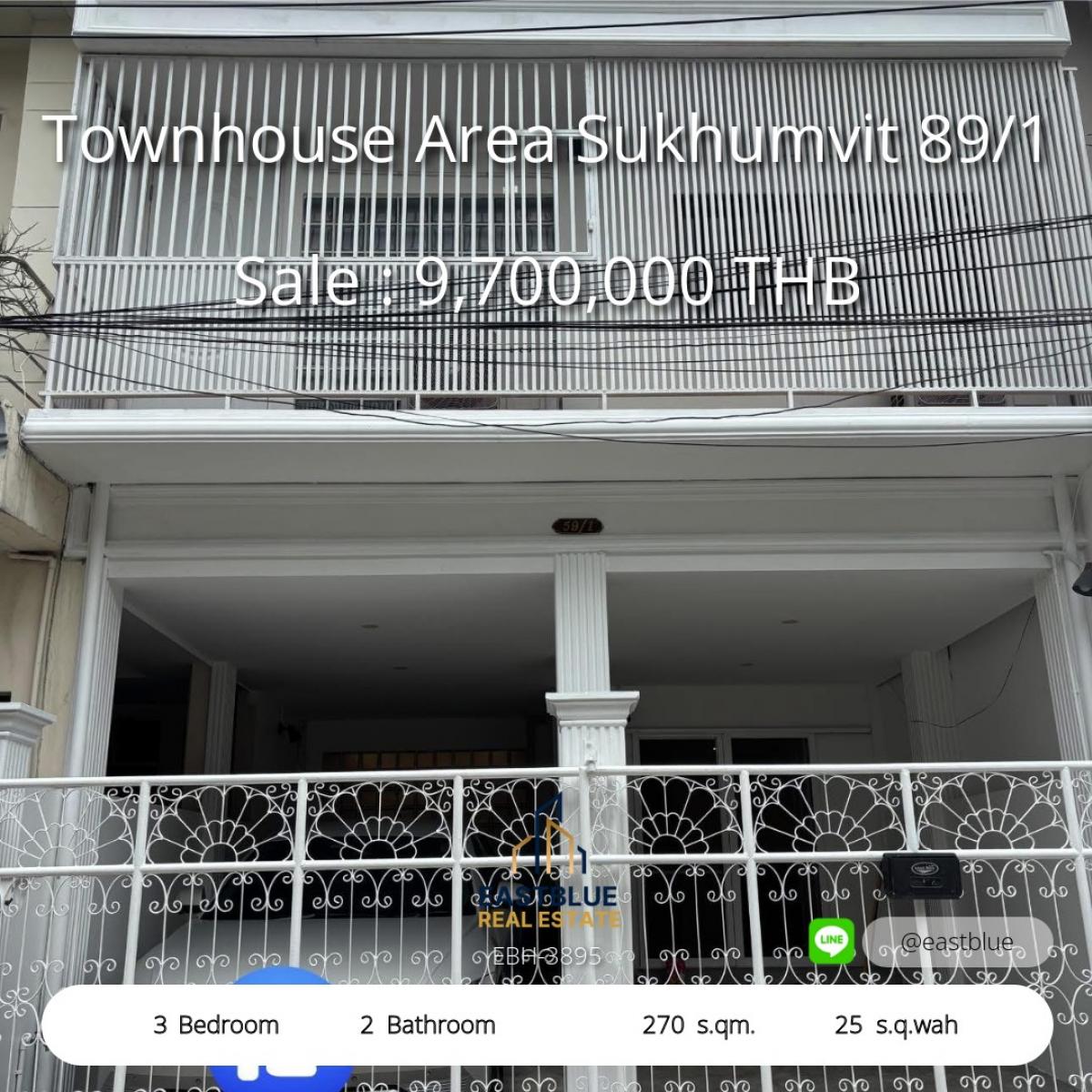 For SaleTownhomeOnnut, Udomsuk : Townhome Sukhumvit 89/1, cheap price 9.7 million, near BTS Bang Chak. 
3 bedrooms, 41,000 baht/month, with foreign tenants for long term rental.
