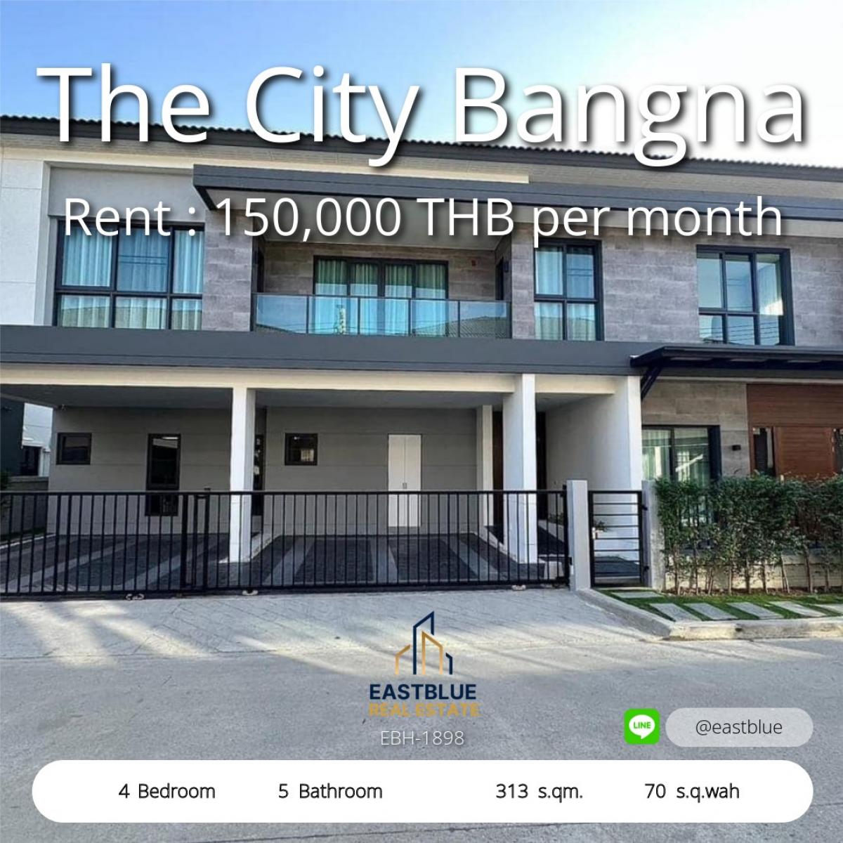 ให้เช่าบ้านบางนา แบริ่ง ลาซาล : 19/02/2026, บ้านเดี่ยวหรู 4 ห้องนอน 5 ห้องน้ำ 313 ตร.ม. ใจกลางบางนา 
เช่าราคาเพียง 150,000 บาท/เดือน พร้อมที่ดิน 70 ตร.ว.