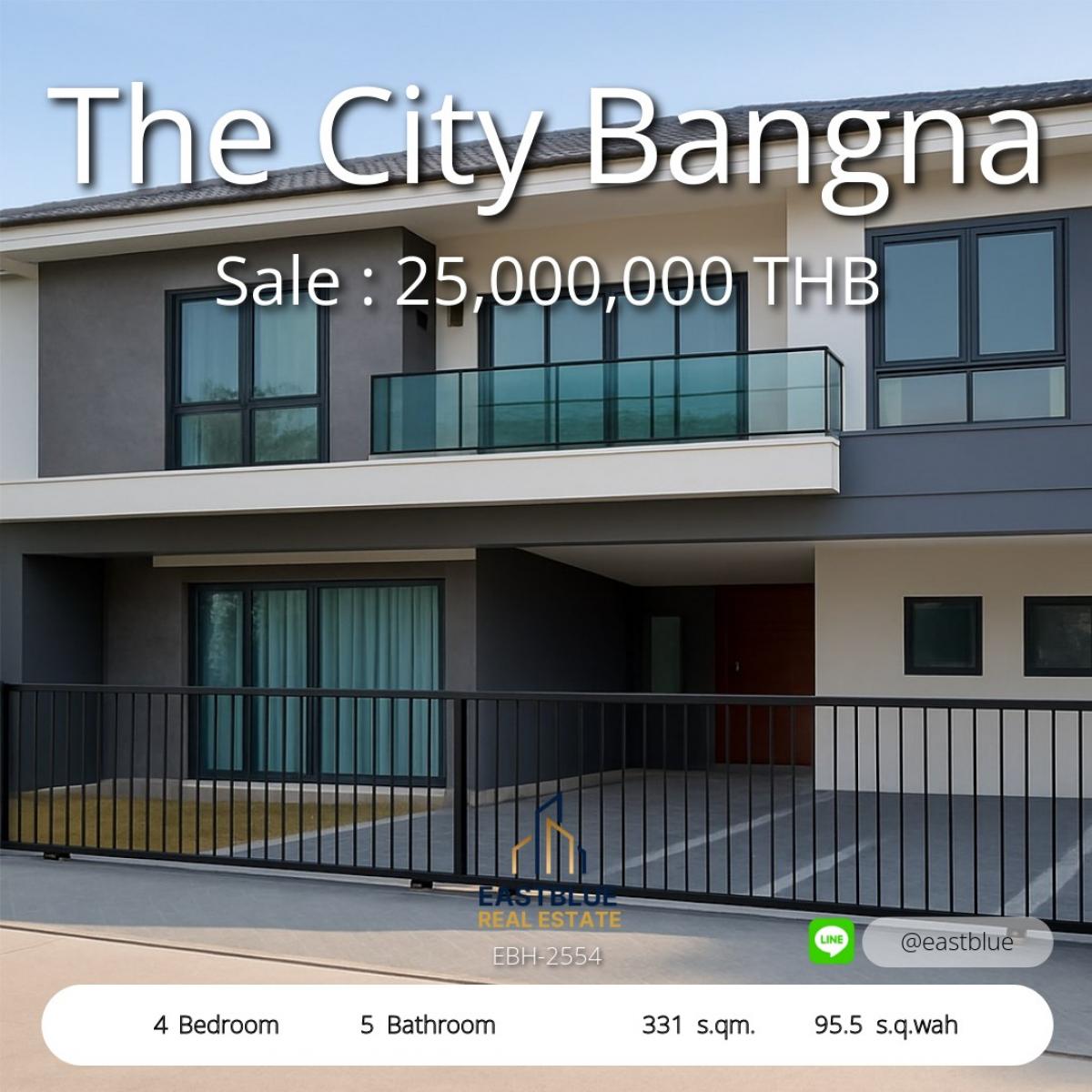 ขายบ้านบางนา แบริ่ง ลาซาล : 19/02/2026, The City Bangna บ้านใหญ่ 4 ห้องนอน 5 ห้องน้ำ พร้อมแม่บ้าน ใกล้ MEGA BANGNA 
เช่าราคาเพียง 175,000 บาท/เดือน บ้านหรูฟังก์ชั่นครบ เริ่มต้นชีวิตคุณภาพวันนี้!