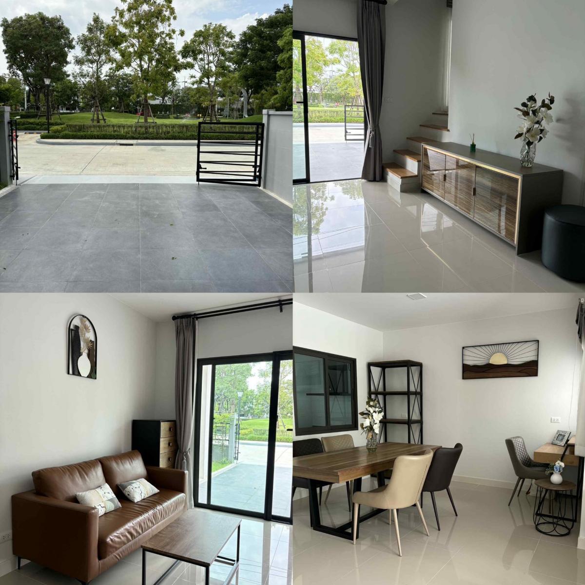 For SaleTownhomeBangna, Bearing, Lasalle : Beautiful house with garden view, opposite the field, only 800 m. from Mega Bangna. Pleno Sukhumvit-Bangna 3, ready to move in. Rental price only 40,000 baht/month!