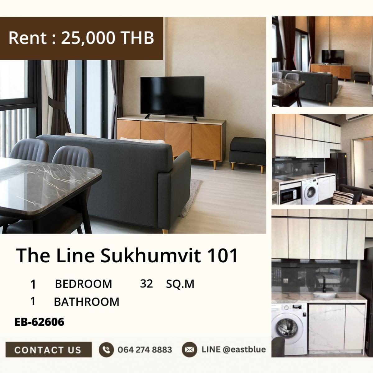 For RentCondoOnnut, Udomsuk : Rent a condo at The Line Sukhumvit 101 for only 25,000 Baht/month.
Close to BTS Punnawithi with complete amenities!
