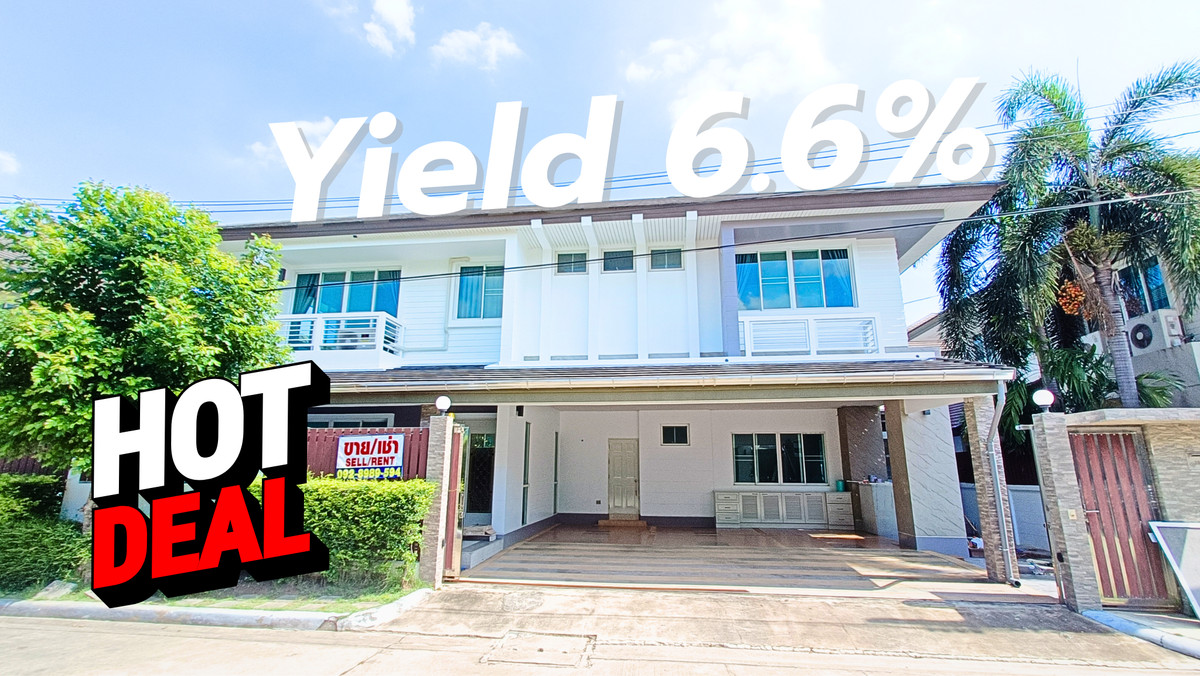 For SaleHousePattanakan, Srinakarin : For sale with tenant, yield 6.6%+ Nusasiri Village Rama 9-Krungthep Kreetha has an elevator, has a maid's room, 91 sq m, 4 bedrooms, 4 bathrooms, newly renovated, new water and electricity, the house has not collapsed.