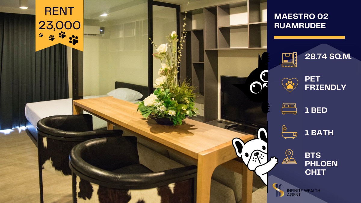 For RentCondoWitthayu, Chidlom, Langsuan, Ploenchit : 🏙️Living in the Embassy Zone doesn’t have to mean giving up your pet — this rare condo in Ploenchit makes city life peaceful, private, 🌿 and pet-friendly 🐾