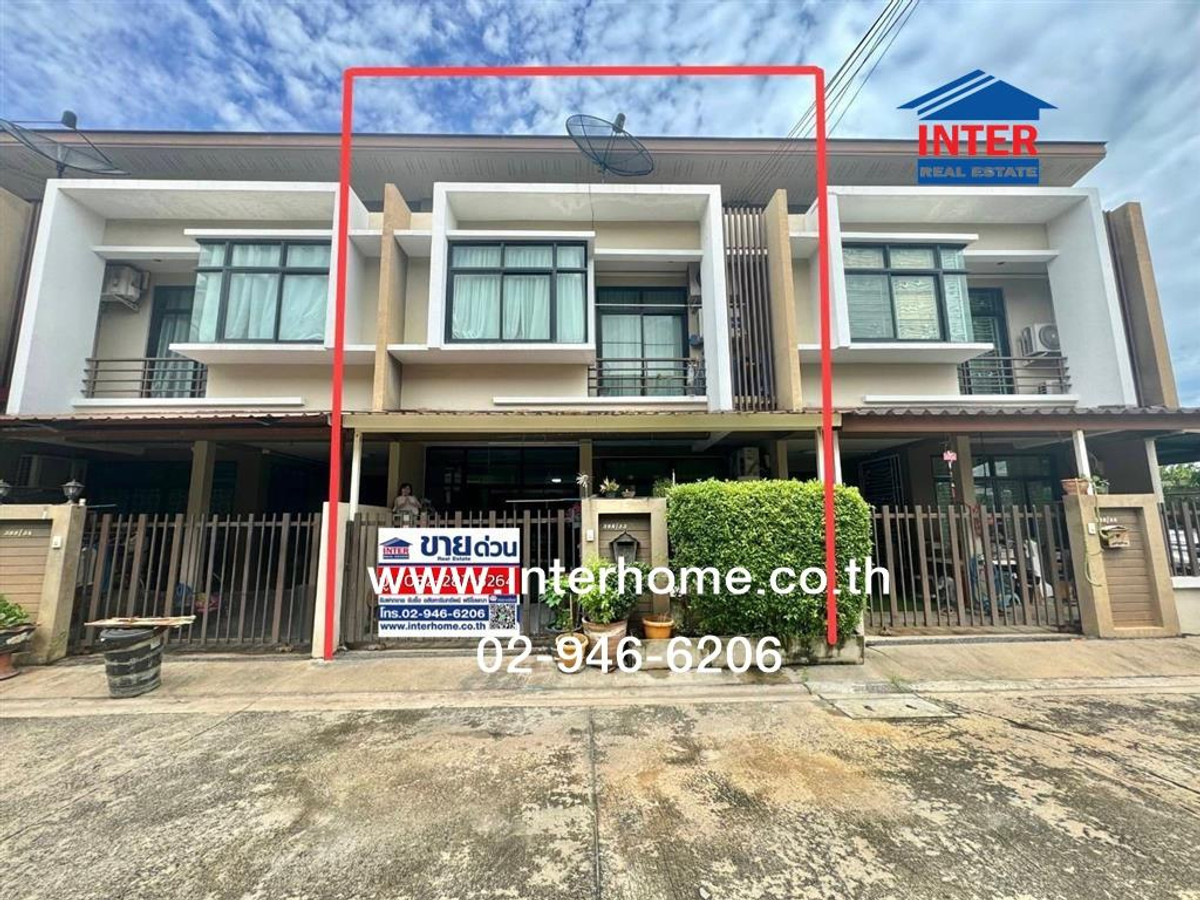 For SaleTownhomeSamut Prakan,Samrong : 2-story townhouse, 19.5 sq m, Thanarin Village, Townhome 4, Soi Wat Yai, Suksawat Road. Khlong Sappasamit Road Phra Samut Chedi, Samut Prakan