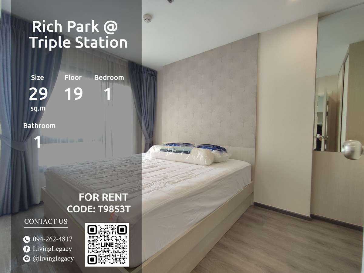 For RentCondoPattanakan, Srinakarin : T9853T Condo for rent Rich Park @ Triple Station 29 sq m, 19th floor line id : @livinglegacy