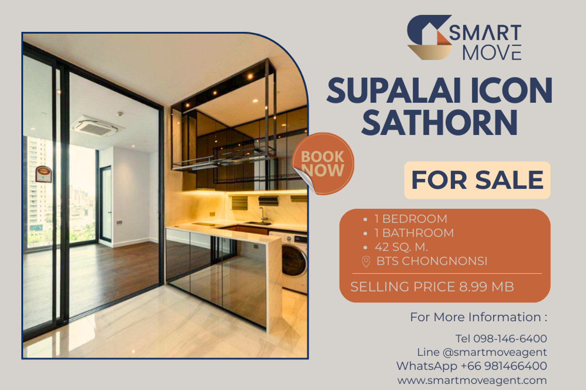 For SaleCondoSathorn, Narathiwat : 🔥 Sale Empty room !! high floor 11++ !! 🔥 Code C20260100033..........Supalai Icon Sathorn, 1 bedroom, 1 bathroom, Partly Furnished, Special Deal!!📣📣