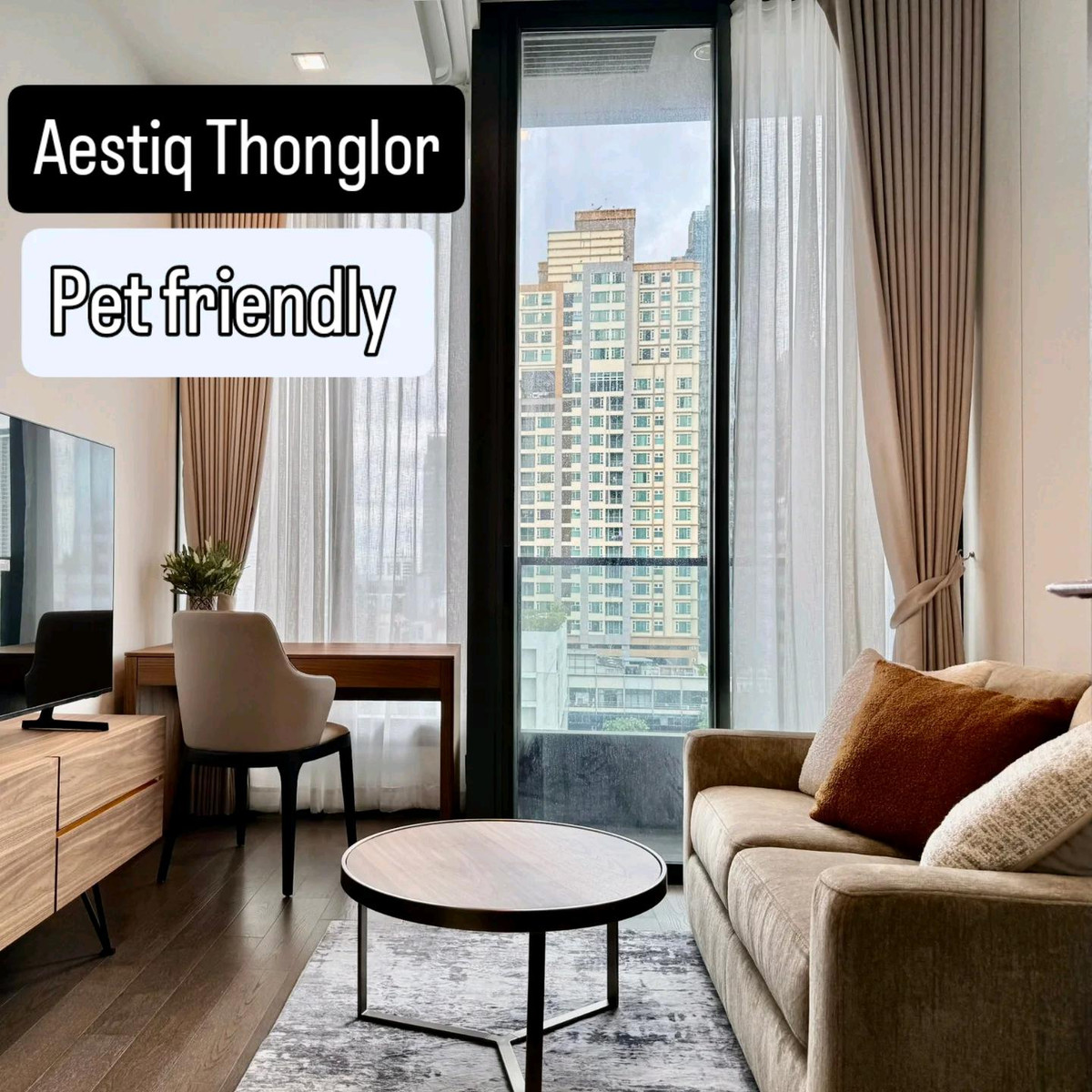 ให้เช่าคอนโดสุขุมวิท อโศก ทองหล่อ : ให้เช่าคอนโดหรู AESTIQ Thonglor  เลี้ยงสัตว์ได้ (Pet-Friendly) 35 ตรม.45,000 บาท / เดือน