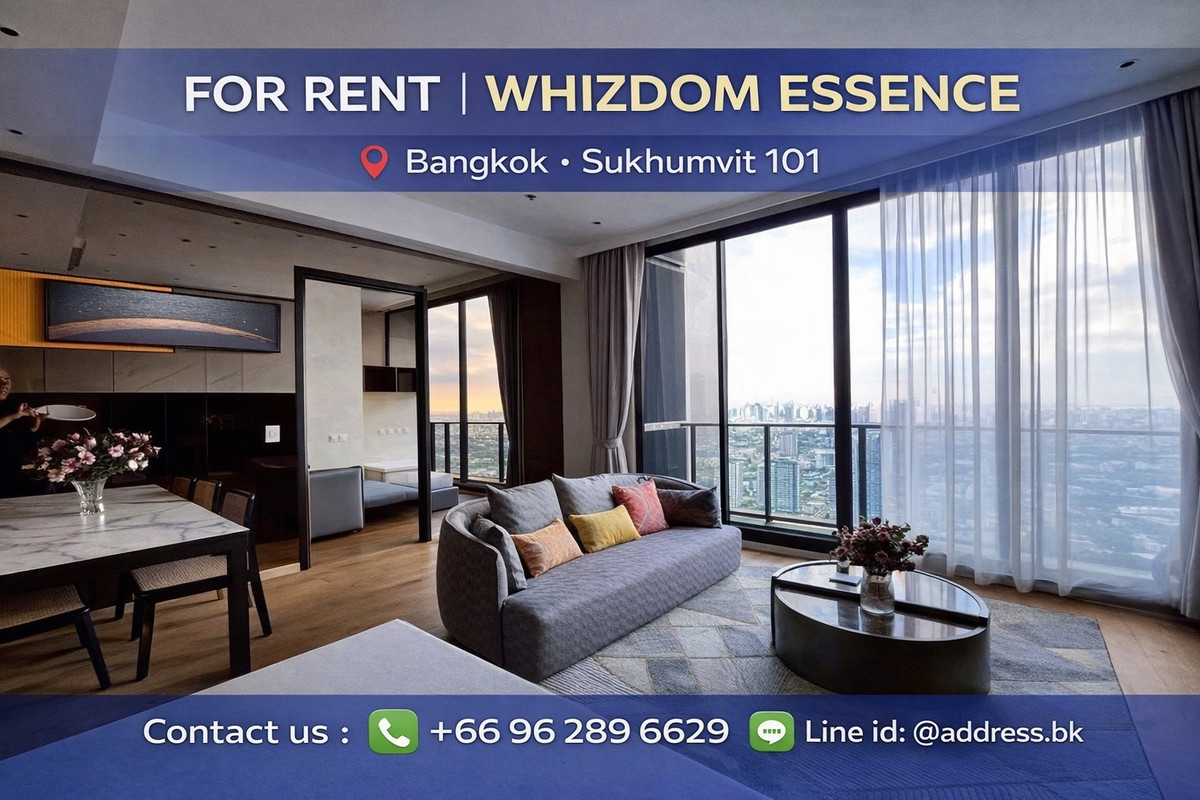 For RentCondoOnnut, Udomsuk : 🏙 FOR RENT | WHIZDOM ESSENCE
📍 Bangkok • Sukhumvit 101

🛏 3 Bedrooms
🛁 2 Bathrooms
📐 Usable Area: 103 sq.m.
🏢 Floor: 45+
🍳 Open Kitchen