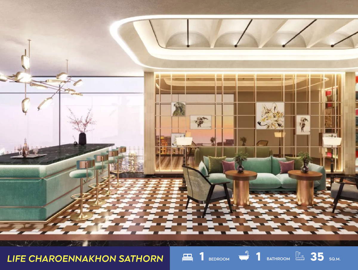 ขายคอนโดวงเวียนใหญ่ เจริญนคร : Life Charoennakhon Sathorn (1 Bedroom 35 sq.m. Floor 18) Price 4,380,000 thb.