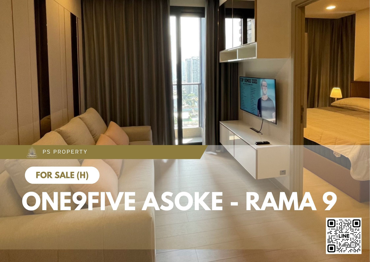 For SaleCondoRama9, Petchburi, RCA : Urgent Sale 📍One9Five Asoke - Rama 9📍 Beautiful room, pool view, unblocked view, bright and airy, includes built-in furniture and complete electrical appliances.