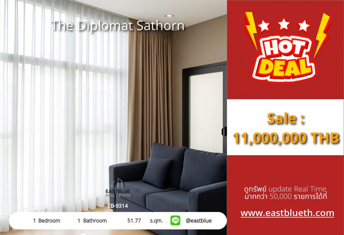 ขายคอนโดสาทร นราธิวาส : 28/01/2026, รวมค่าโอนThe Diplomat Sathorn 1 Bed Luxury Condo ใกล้ BTS สุรศักดิ์ ตอบโจทย์ชีวิตใจกลางเมือง!