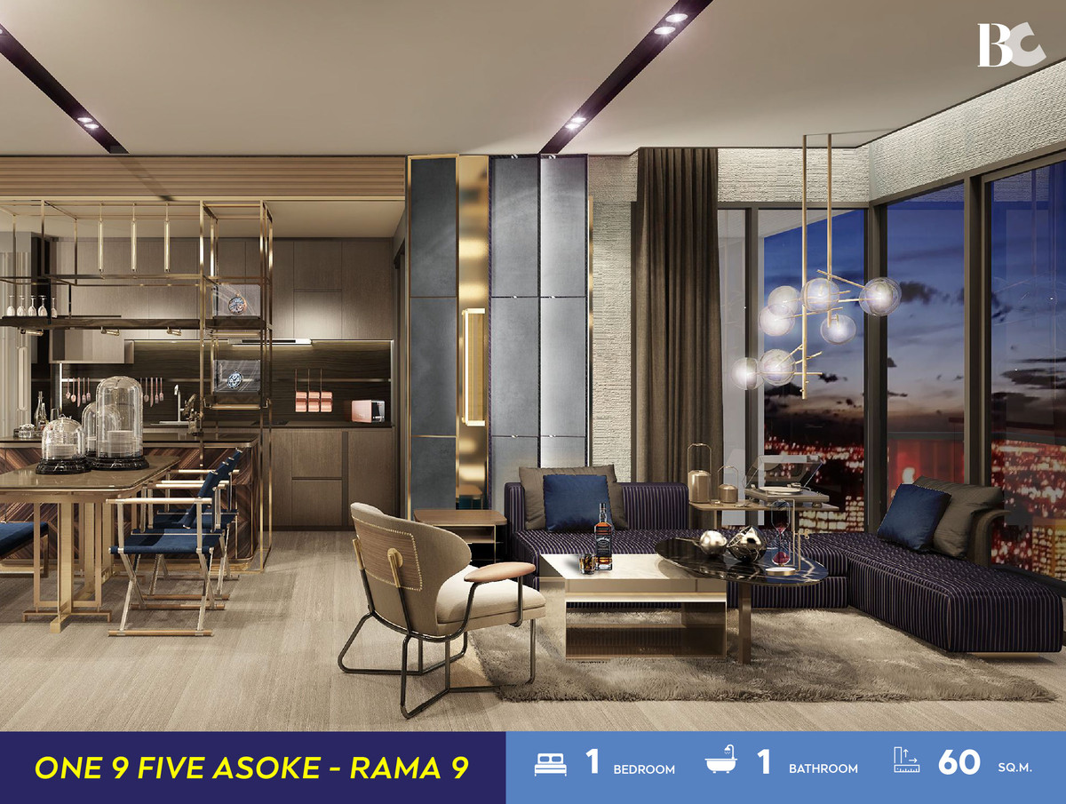 ขายคอนโดพระราม 9 เพชรบุรีตัดใหม่ RCA : One 9 Five Asoke-Rama 9 (1 Bed Duplex 60 sq.m. Floor 7) Price 10,870,000 MB.