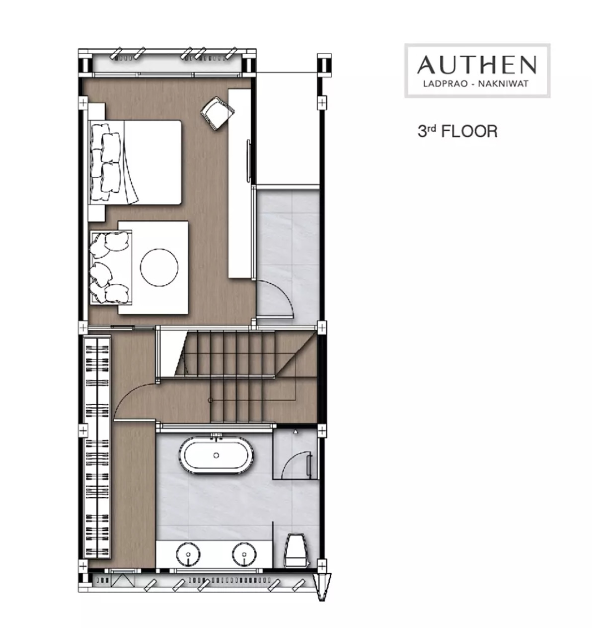 ให้เช่าทาวน์โฮมโชคชัย4 ลาดพร้าว71 : ให้เช่าทาวน์โฮม 3.5 ชั้น หลังมุม โครงการ Authen Ladprao–Nakniwa ซอยนาคนิวาศ 48 ใกล้เซ็นทรัลอีสวิลล์
