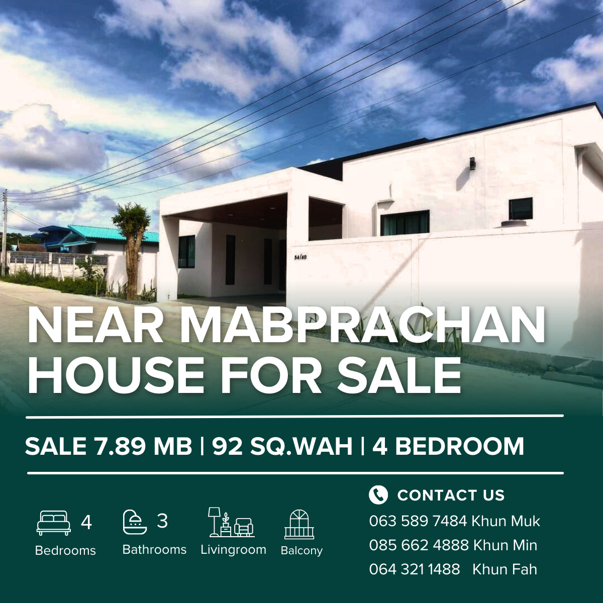 For SaleHousePattaya, Bangsaen, Chonburi : Rare Item! Single house 92 sq.m | private pool + Jacuzzi | complete functions | 4 bedrooms 3 bathrooms | 7.89 million