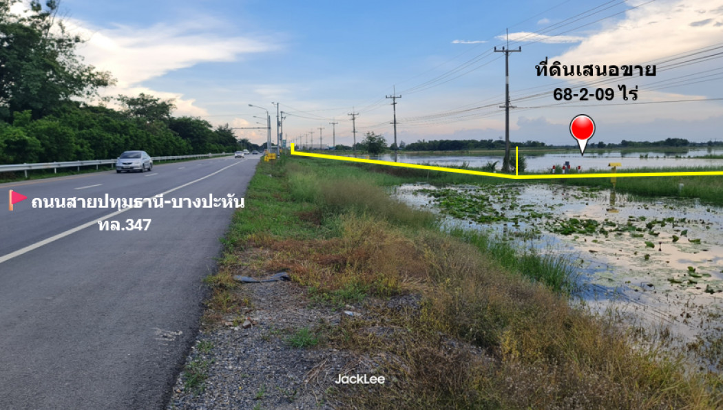 For SaleLandAyutthaya : Land for sale, located on the main road, Highway 347, area 68 rai, 2 ngan, 9 sq m. Price not too high yet! Free transfer fee!