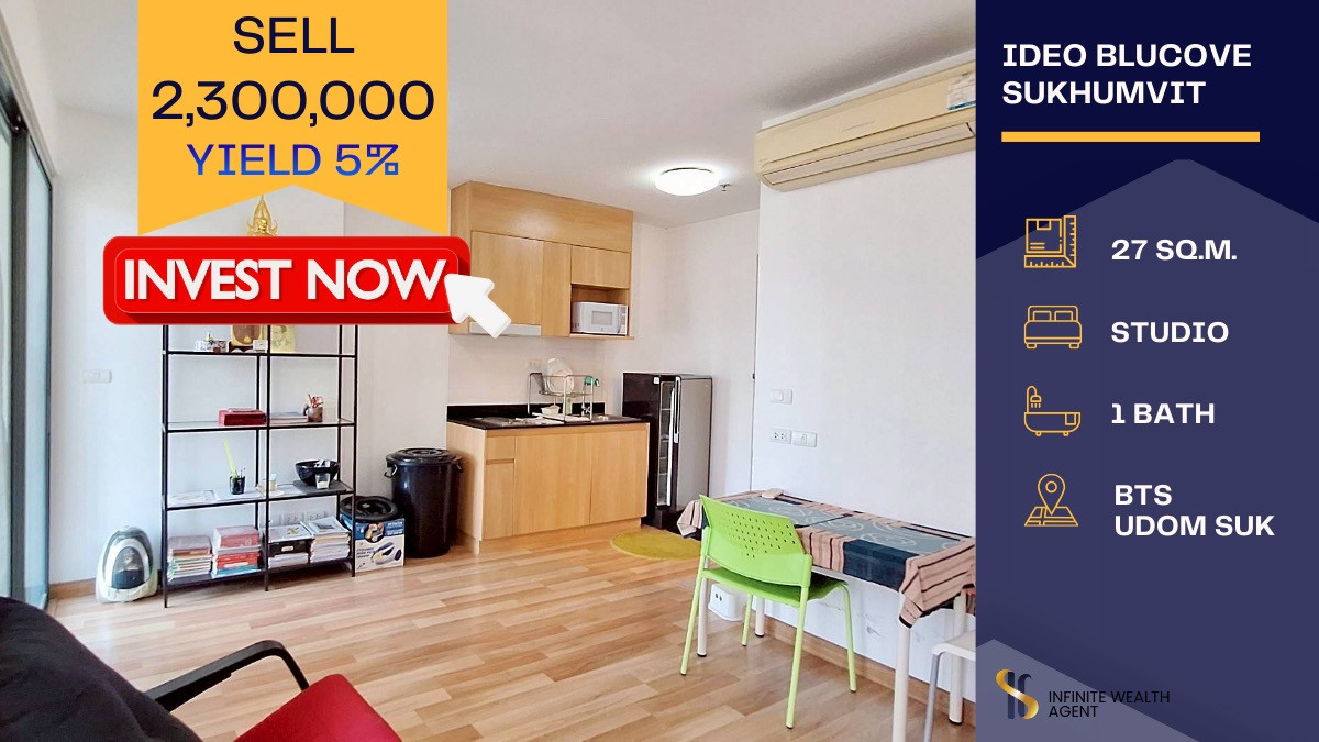 For SaleCondoOnnut, Udomsuk : 🔥 Best Price Unit in the Project! 🔥 Ideo Blucove Sukhumvit 🏙️ Special selling price only 2,300,000 THB!💰(Directly from the Project’s Official Sales Team)🛍️