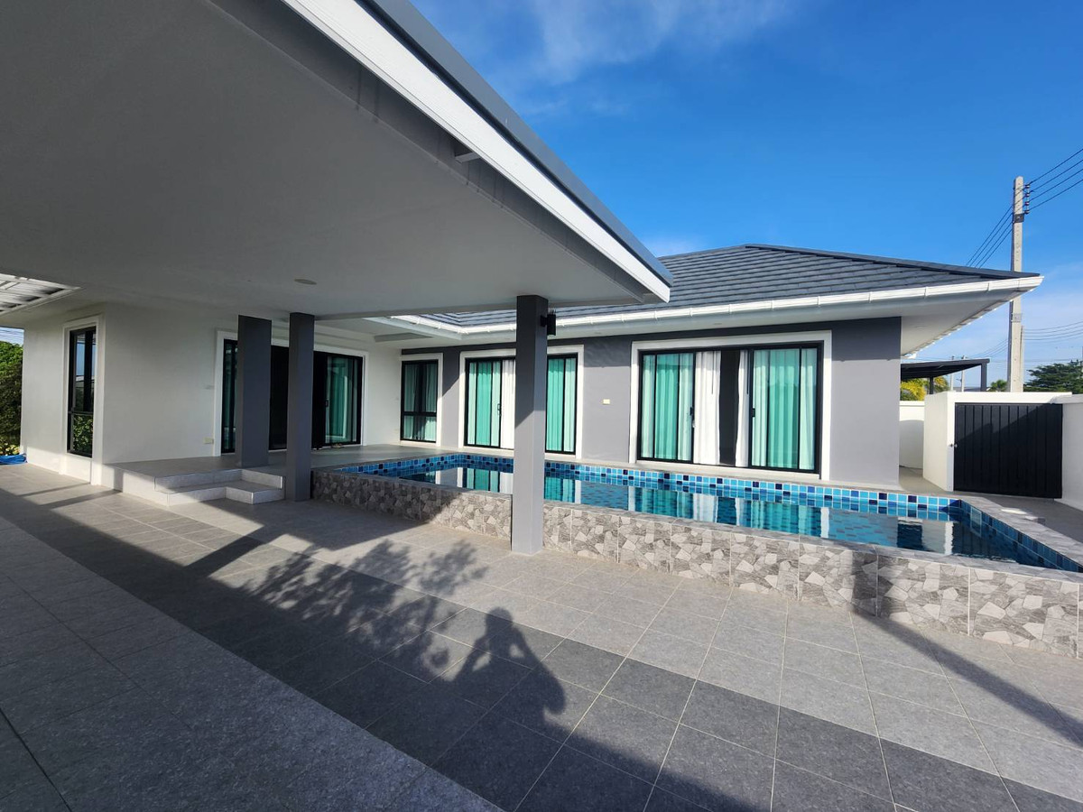 For SaleCha-am Phetchaburi : ✨ Vacation home for sale + near Cha-am beach, detached house, 3 bedrooms, 3 bathrooms, 1 floor, 80 sq m, Pool villa Hu Guh home project, Cha-am 🏡💖