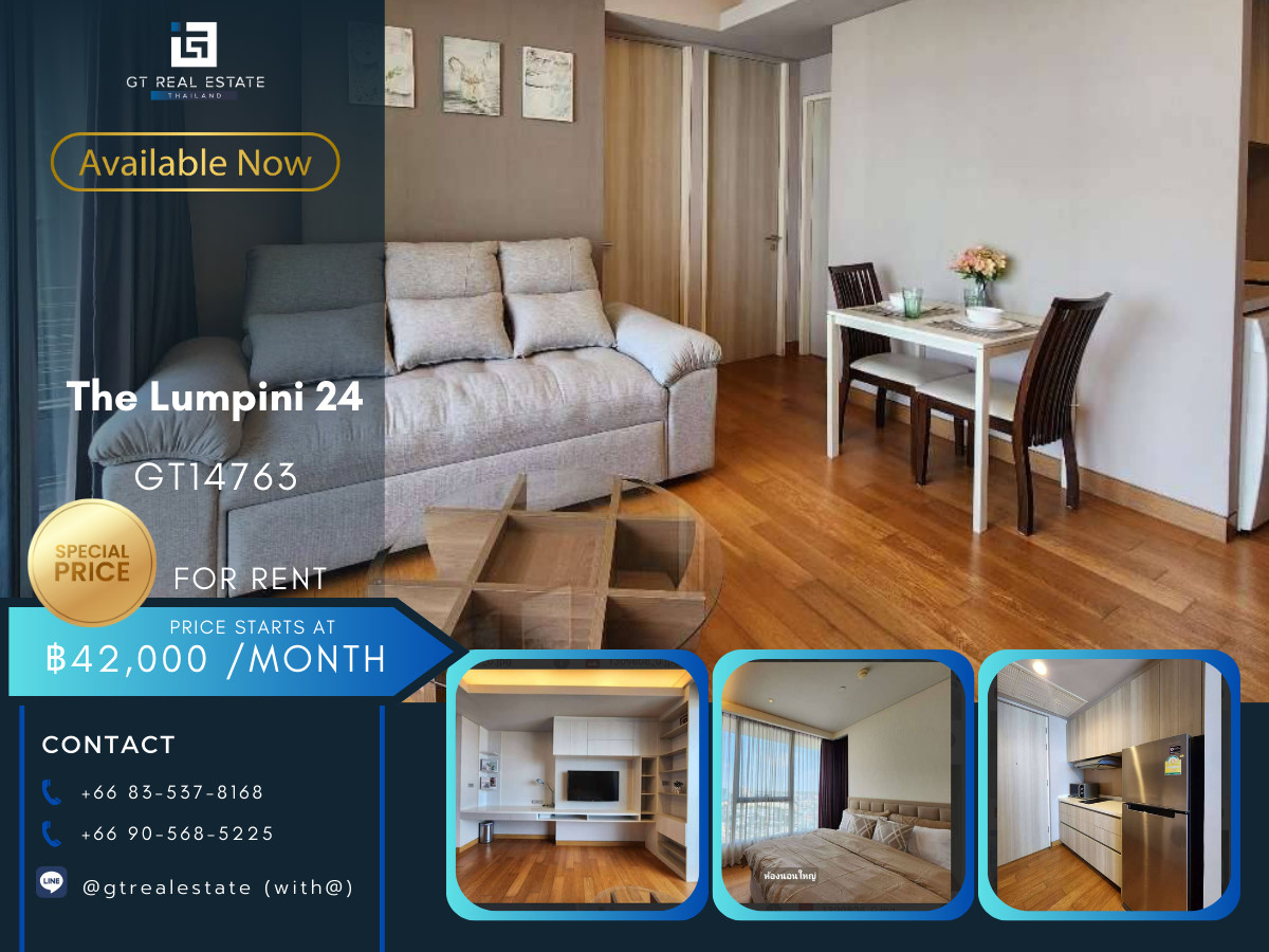 CondoSukhumvit, Asoke, Thonglor : Condo The Lumpini 24, convenient travel, near BTS, there is a shuttle, beautiful room, fully furnished. Empty room ready to move in!!