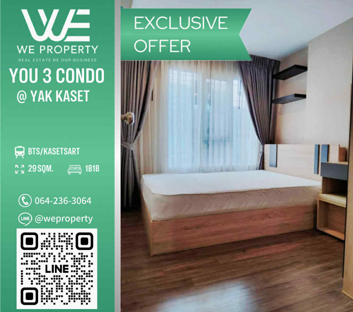 ขายคอนโด : ห้องสวยไม่เคยปล่อยเช่า ราคาดีมาก!!⭐You 3 Condo @ Yak Kaset (ยู ทรี คอนโด @ แยกเกษตร)