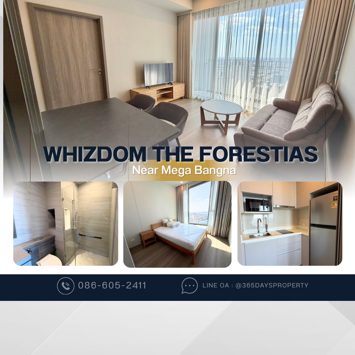 For RentCondoBangna, Bearing, Lasalle : 💥ForRent💥Condo ‘Whizdom The Forestias’ 🏡 Near Mega Bangna ‼️ Ready to move in ‼️  Fully Furnished ✨