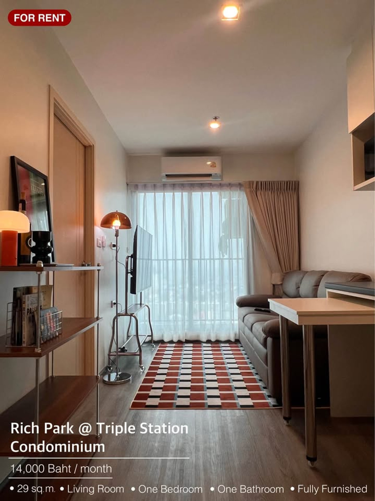 For RentCondoPattanakan, Srinakarin : Condo for rent – ​​Rich Park @ Triple Station, next to Airport Rail Link and MRT Hua Mak (Rt-01)