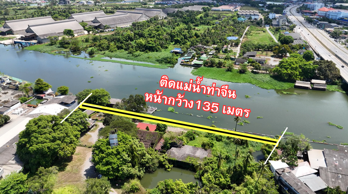 ขายที่ดินพุทธมณฑล ศาลายา : ที่ดินเปล่าริมแม่น้ำท่าจีน 16-0-68 ไร่   หน้ากว้างติดแม่น้ำ 135 เมตร  พุทธมณฑลสาย 7  ใกล้ รร นายร้อยสามพราน