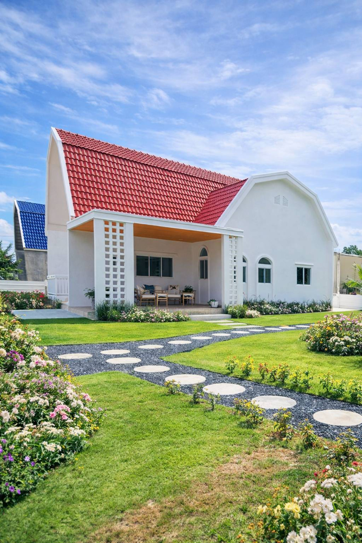 ขายบ้านอยุธยา : บ้านเดี่ยวชั้นเดียว BB LAND ธนูทอง สไตล์ยุโรปหลังใหญ่ บ้านสวยพร้อมอยู่ ใกล้เซ็นทรัลอยุธยา