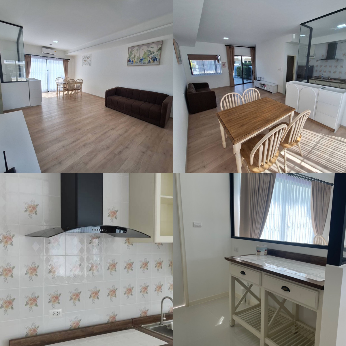 For RentHouseBangna, Bearing, Lasalle : 2-story house for rent, 3 bedrooms, 3 bathrooms, with furniture, Villaggio 3 Srinakarin - Bangna project (HR371)