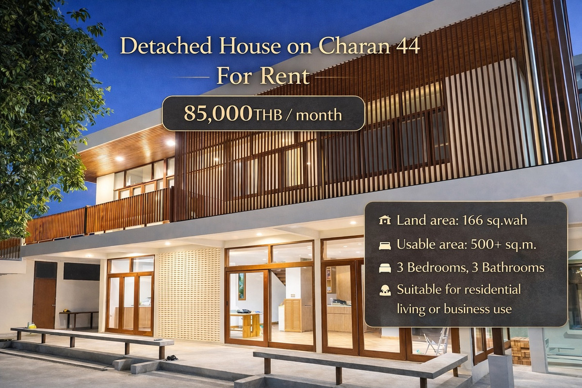 For RentHousePinklao, Charansanitwong : 🔹Single house for rent, Soi Charan 44🔹For residence, Cafe, Restaurant, Spa, Creative Space, Hostel, etc • Land 166 sq m • Usable area 500+ sq m (can be extended to 1,000+)