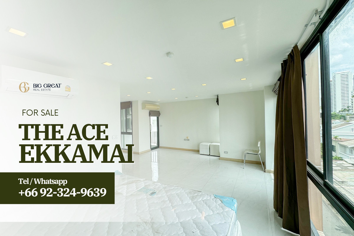 For SaleCondoSukhumvit, Asoke, Thonglor : Condo for sale, The Ace Ekkamai, large studio room, 42.83 sq m, 2nd floor, Ekkamai location, suitable for living and investing, renting out.