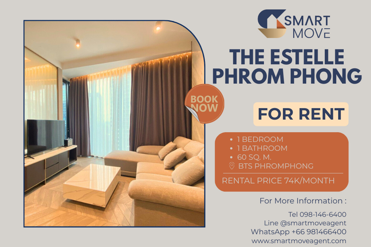 ให้เช่าคอนโดสุขุมวิท อโศก ทองหล่อ : 🔥 สำหรับเช่า !! คอนโด Ultra Luxury, ห้องทิศเหนือ, ส่วนกลางอลังการ !! 🔥 Code C20231100124..........The Estelle Phrom Phong, 1 ห้องนอน, 1 ห้องน้ำ, ชั้นสูง 15++, แต่งครบ, สไตล์โมเดิร์นหรูหรา, พร้อมเข้าอยู่📣📣