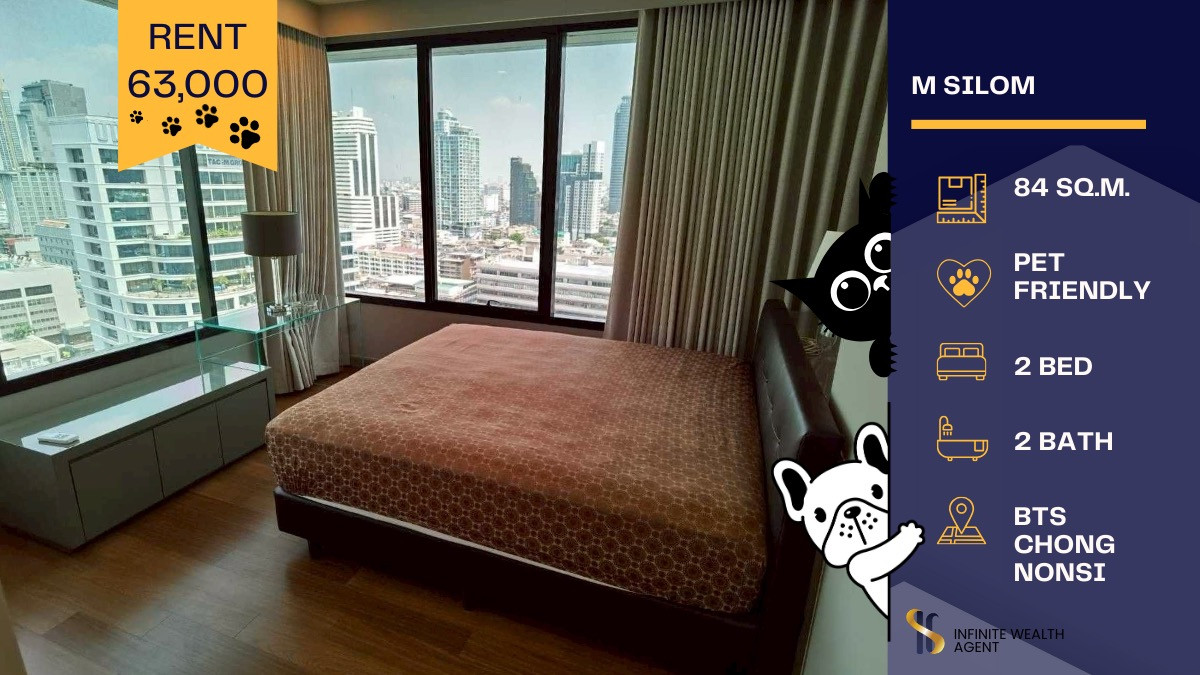 For RentCondoSilom, Saladaeng, Bangrak : ✨ Fully Furnished Luxury Unit at M Silom – Ready to Move In ✨ Full built-in furniture with complete electrical appliances🐱Pet-friendly 🐶
