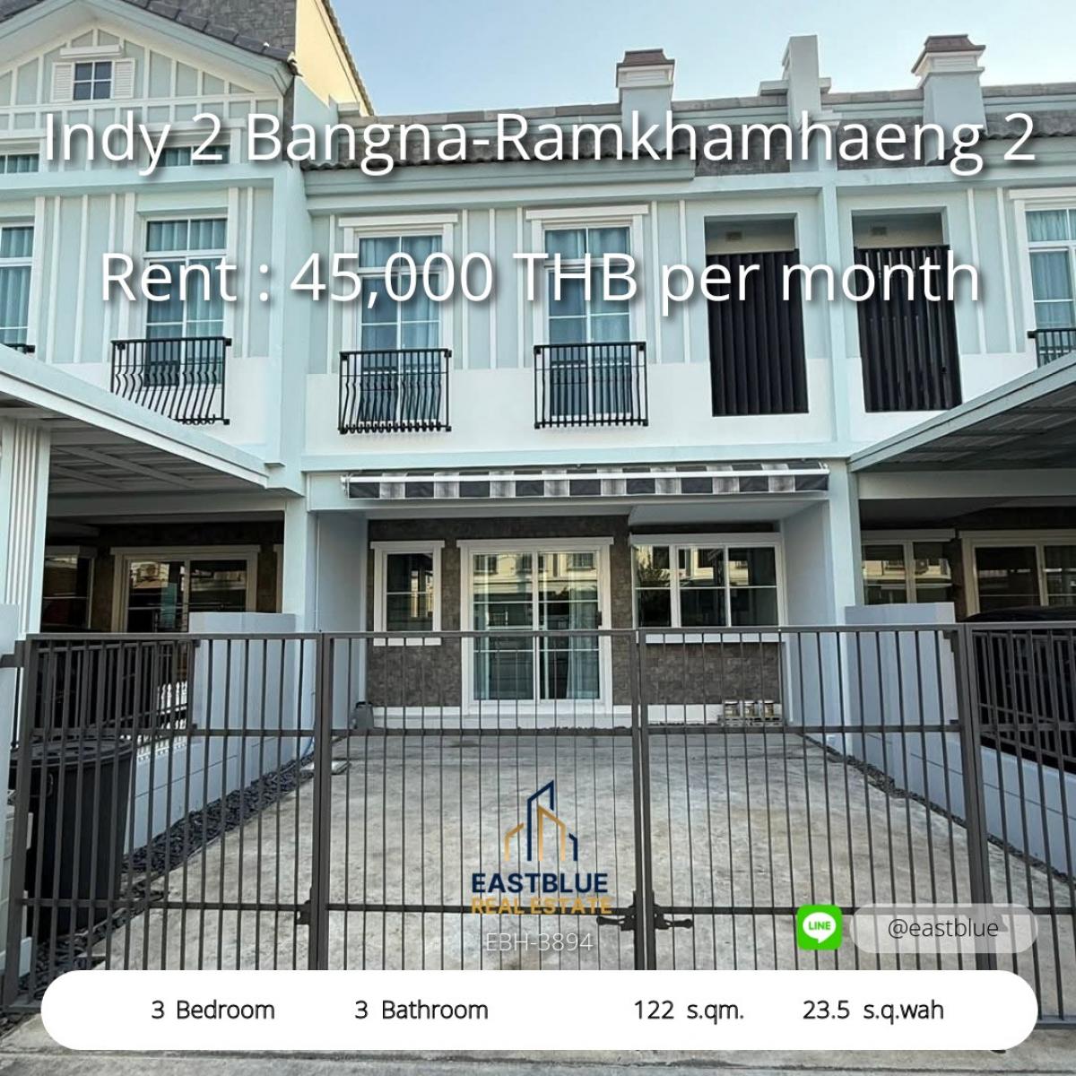 ให้เช่าทาวน์โฮมบางนา แบริ่ง ลาซาล : 28/01/2026, บ้านเดี่ยว 4 ห้องนอน ใกล้สนามบินสุวรรณภูมิ 
พื้นที่กว้าง 63 ตร.ว. ราคาเช่าเพียง 110,000 บาท/เดือน