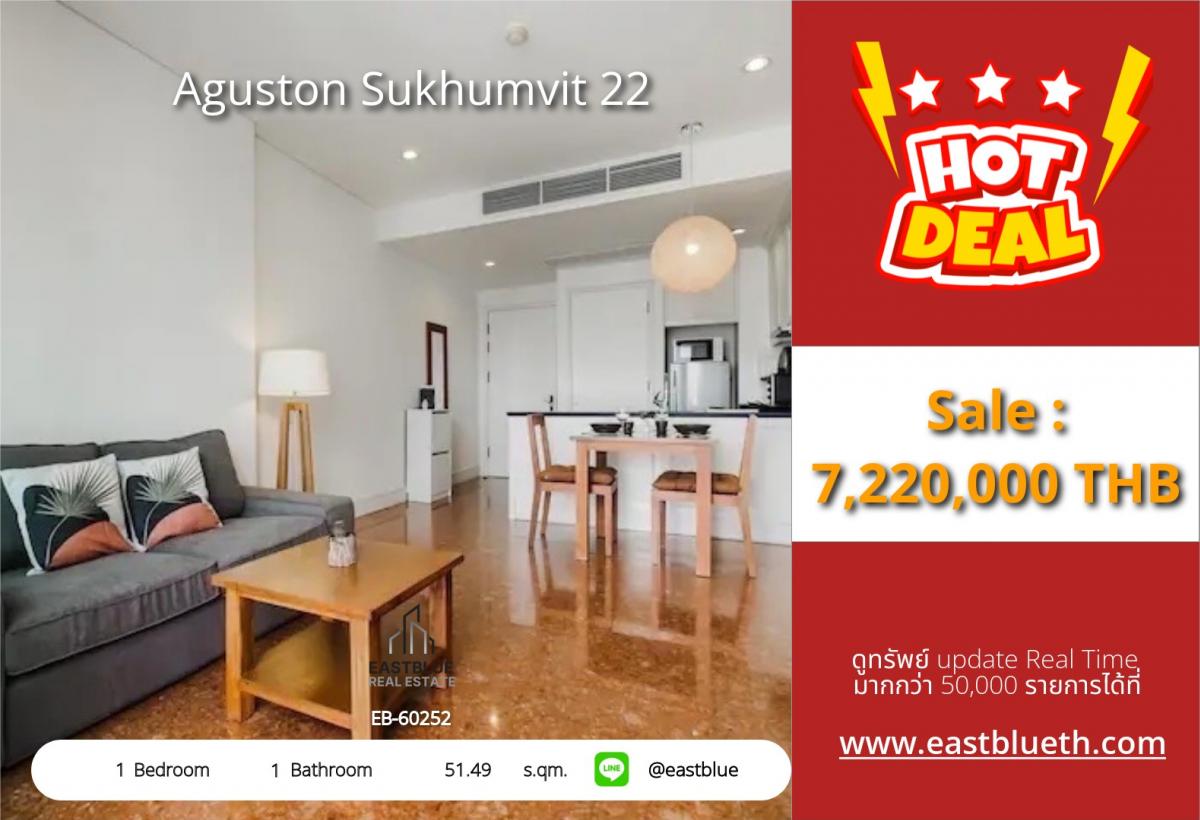 For SaleCondoSukhumvit, Asoke, Thonglor : Aguston Sukhumvit 22 | 1 Bed, 51.49 sq.m. Near BTS with complete facilities
Special price 7.22 million THB Luxury living in the heart of Asoke - Phrom Phong!