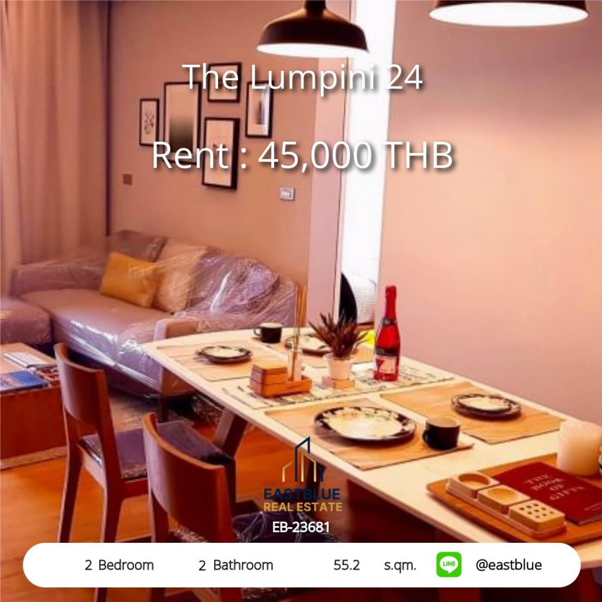For RentCondoSukhumvit, Asoke, Thonglor : Rent a condo The Lumpini 24 | 2 bedrooms near BTS Phrom Phong
Large room 55 sqm. Price only 45,000 baht/month!