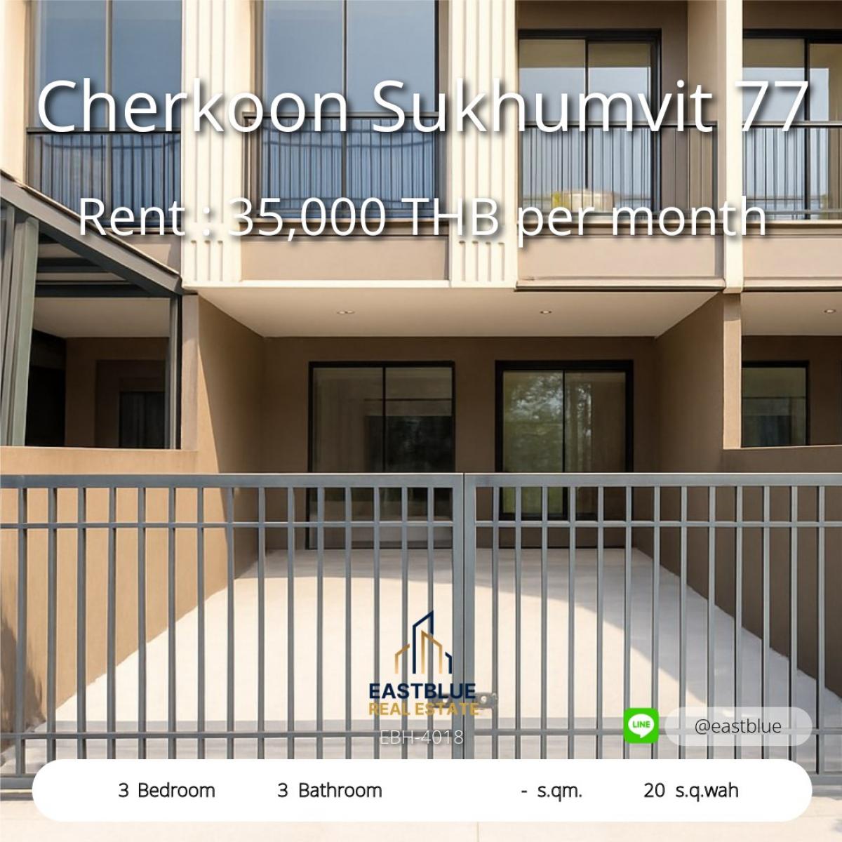 For RentTownhomeOnnut, Udomsuk : 28/01/2026, 3-story luxury townhome in the heart of Kanlapaphruek, near MRT-BTS. 
Large 3 bedroom house with clubhouse and swimming pool. At a good price