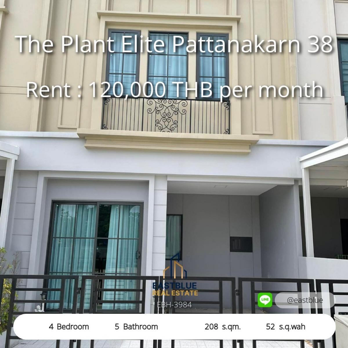 For RentHousePattanakan, Srinakarin : 28/01/2026, 3 bedroom detached house, The Landmark Ekkamai-Ramindra. Ready to move in 
Rent 55,000 baht or buy 8.9 million near the Pink Line MRT.