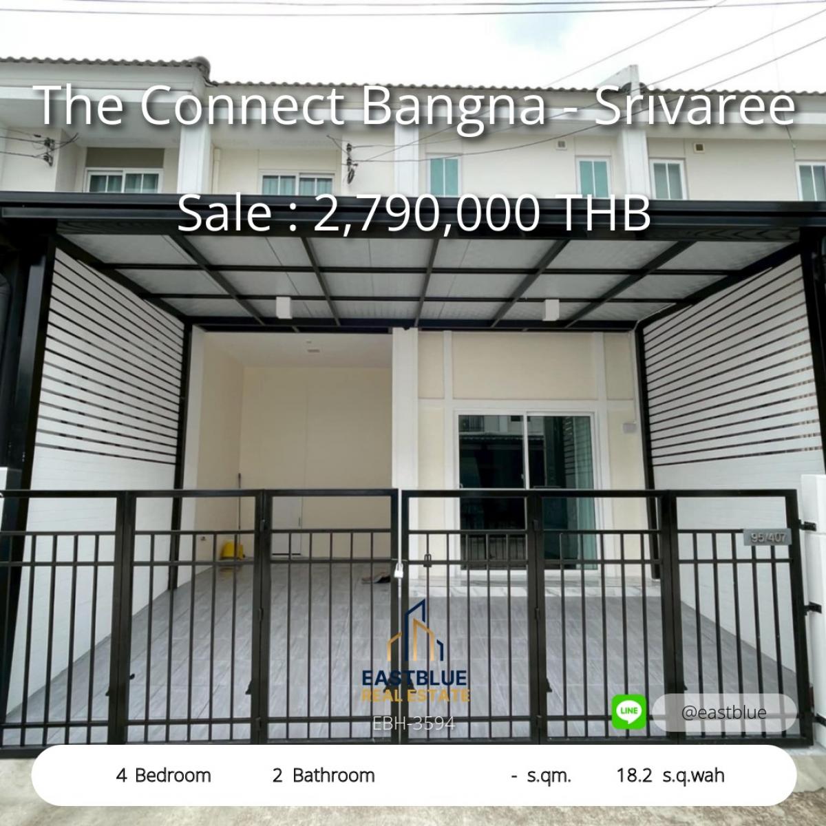 ขายบ้านสมุทรปราการ สำโรง : 28/02/2026, ขายเดอะคอนเนคบางนา-ศรีวารี1 บ้านใหม่พร้อมอยู่ 4 ห้องนอน ใกล้ถนนเมนและคลับเฮาส์ 
ราคาเพียง 2.79 ลบ. เชื่อมต่อบางนา-ลาดกระบัง ทำเลทองใจกลางเมือง