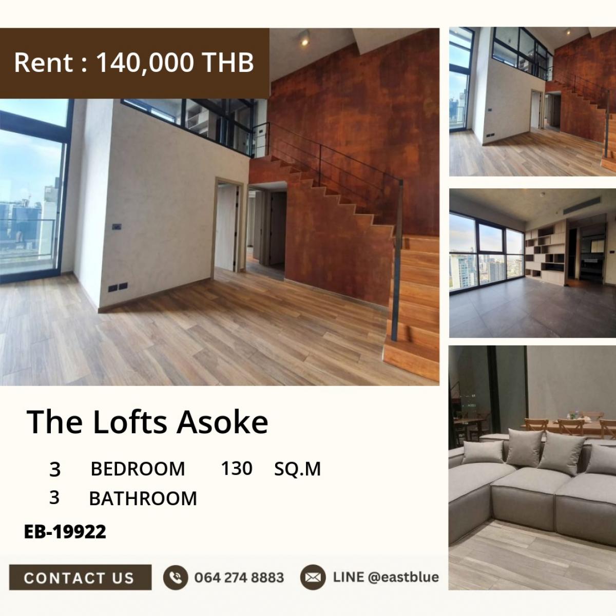 ขายคอนโดสุขุมวิท อโศก ทองหล่อ : 07/03/2026, ขาย/เช่า The Lofts Asoke 3 ห้องนอน ใกล้ MRT เพชรบุรี 
ชีวิตใจกลางเมือง เนื้อที่ 130 ตรม. พร้อมสิ่งอำนวยความสะดวกครบครัน!