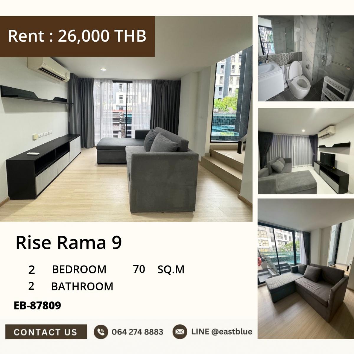 For SaleCondoRama9, Petchburi, RCA : For Sale/Rent Rise Rama 9 2 Bedrooms 70 sqm. In the city center, near BTS/MRT
The most convenient life with complete amenities. Great prices for both sale and rent!