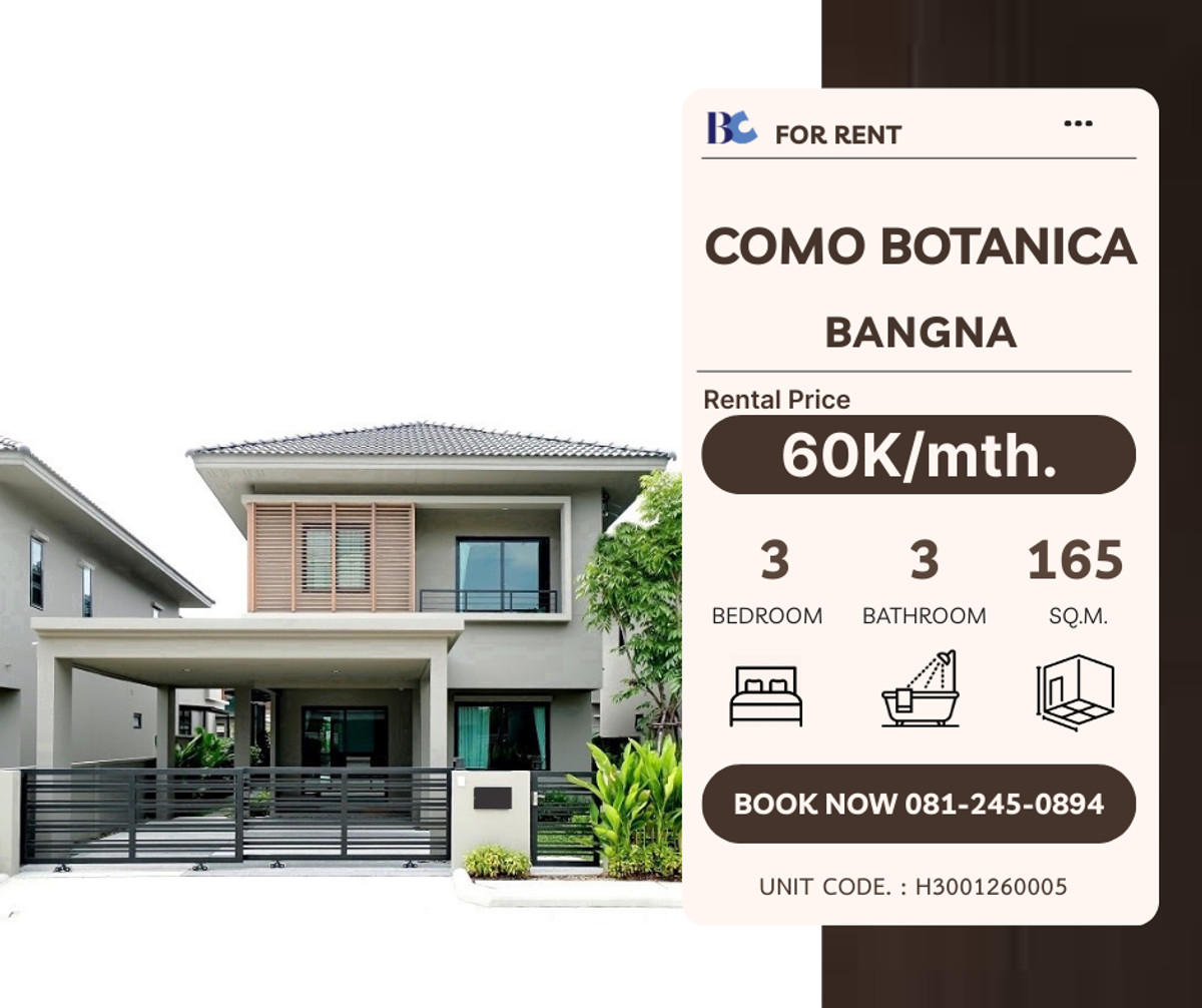 For RentHouseBangna, Bearing, Lasalle : Single house for rent near Mega Bangna.