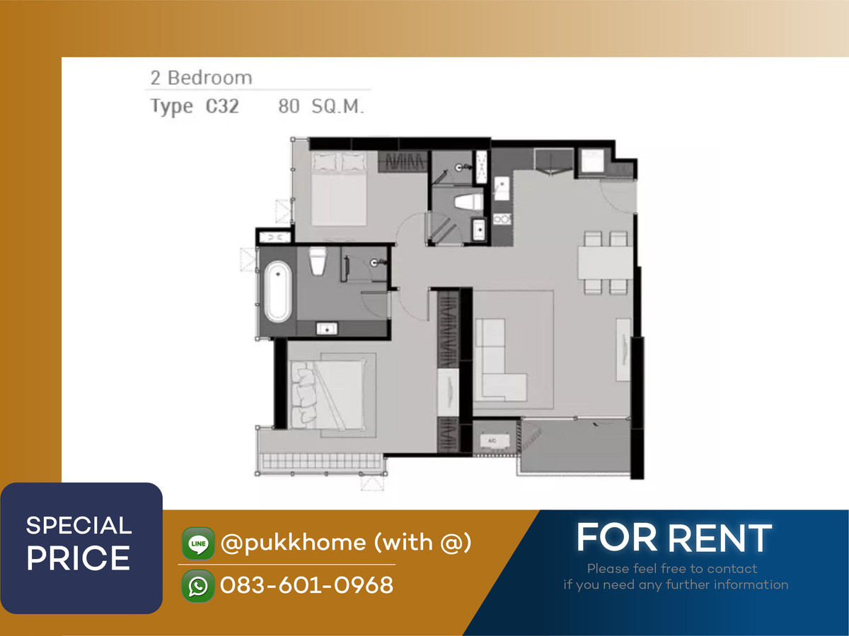 ให้เช่าคอนโดสุขุมวิท อโศก ทองหล่อ : Rhythm Sukhumvit 42 |  2 Bedroom  BEST PRICE  📞 Line : @pukkhome (with @)